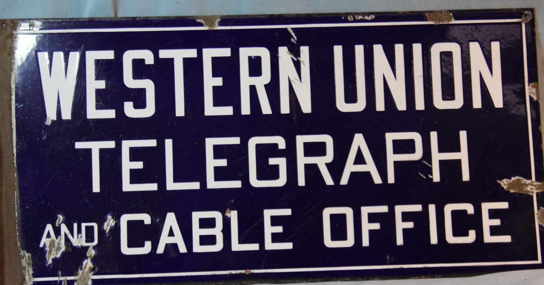 3 vintage signs, Western Union, Horseshoe Tobacco, Well Lamont gloves