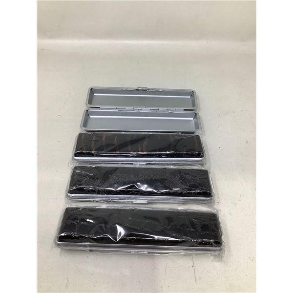 Cigar Box, Black & Silver with Single Button Open & Securement X4