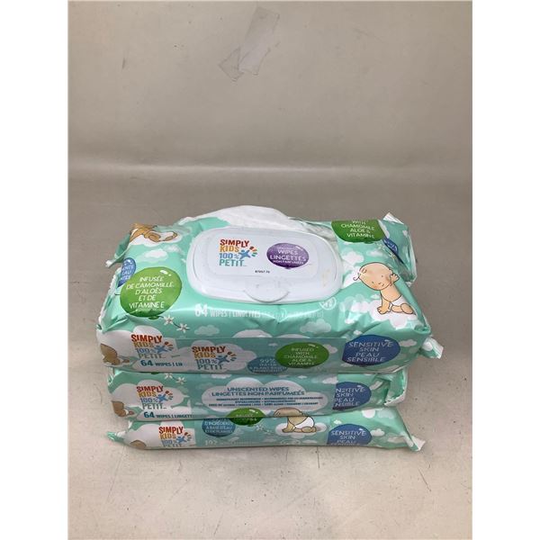 Simply Kids Unscented Wipes 3X64pk