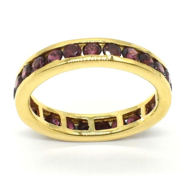 Gold plated Silver Garnet(2.9ct) Gold Micron Rhodium Plated Ring (~weight 4.9g) (Estimated Selling P
