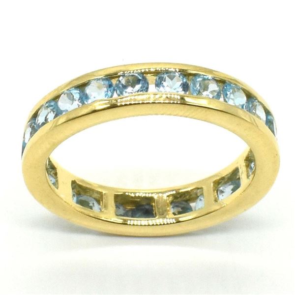 Gold plated Silver Blue Topaz(2.9ct) Micron Rhodium Plated Ring (~weight 4.2g) (Estimated Selling Pr