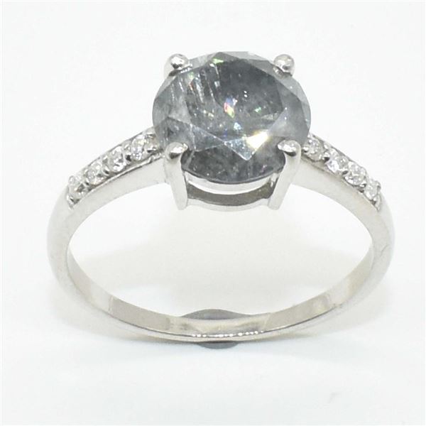 Silver Moissanite (Round 8 & 1.5 Mm)(2.15ct) Rhodium Plated Test And Looks Better Than Diamond Ring 