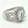 Image 4 : Silver Blue Topaz Cz(3.9ct) Rhodium Plated Ring (~weight 5.6g) (Estimated Selling Price from $39 to 