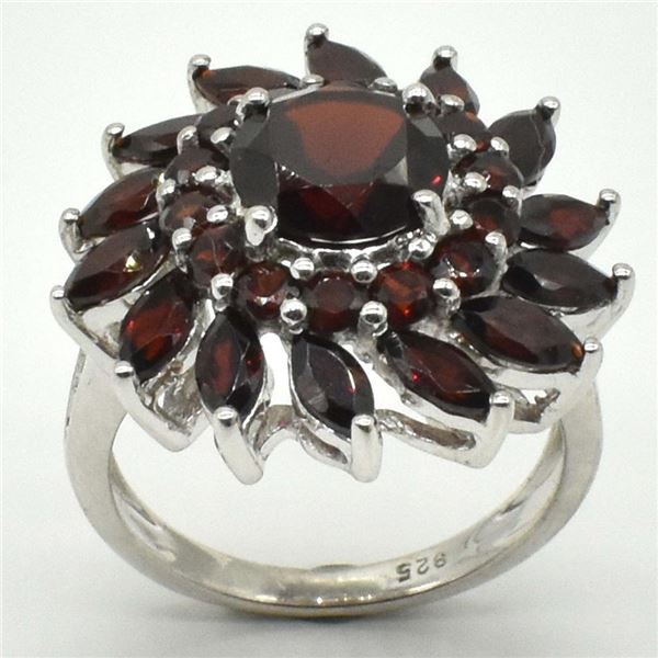 Silver Garnet(3.9ct) Rhodium Plated Ring (~weight 5.4g) (Estimated Selling Price from $39 to $78)
