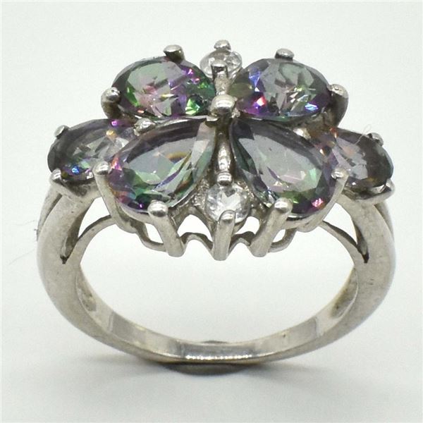 Silver Mystic Topaz(3.4ct) Rhodium Plated Ring (~weight 4.1g) (Estimated Selling Price from $30 to $