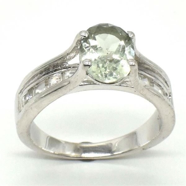 Silver Green Amethyst(2.7ct) Rhodium Plated Ring (~weight 5.05g) (Estimated Selling Price from $36 t