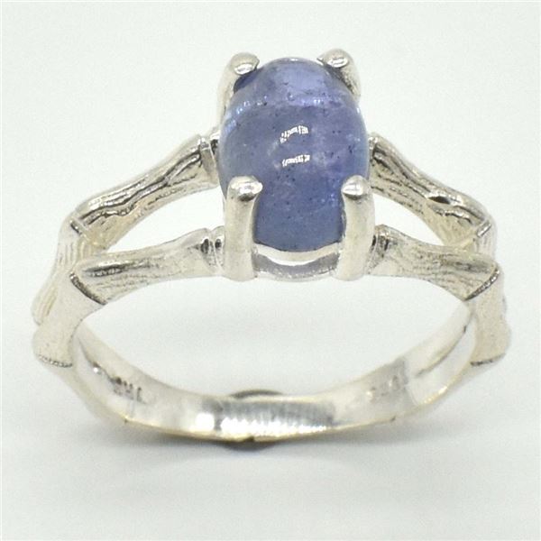 Silver Tanzanite(1.55ct) Rhodium Plated Ring (~weight 2.5g)