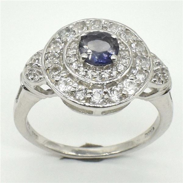 Silver Iolite Cz(3.3ct) Rhodium Plated Ring (~weight 4.1g) (Estimated Selling Price from $30 to $60)