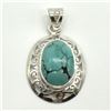 Image 1 : Silver Turquoise(9.2ct) Rhodium Plated Pendant (~weight 6.3g)