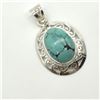Image 2 : Silver Turquoise(9.2ct) Rhodium Plated Pendant (~weight 6.3g)