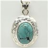 Image 4 : Silver Turquoise(9.2ct) Rhodium Plated Pendant (~weight 6.3g)