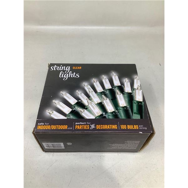 String Lights, Clear, 100 Bulbs for Indoor/Outdoor Use