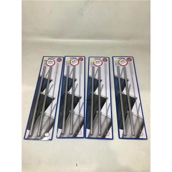 Stainless Steel Drinking Straws with Cleaning Brush 4X2Pk