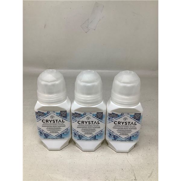 Crystal Mineral Roll On Unscented Deodorant 3X60ml