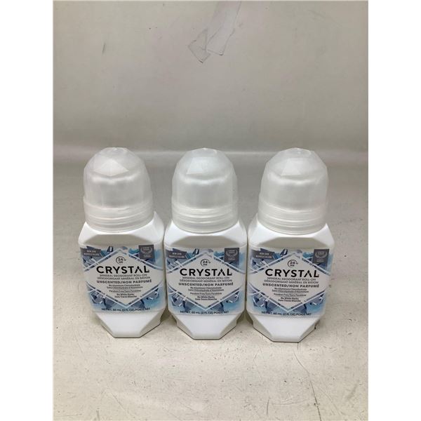 Crystal Mineral Roll On Unscented Deodorant 3X60ml