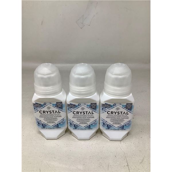 Crystal Mineral Roll On Unscented Deodorant 3X60ml