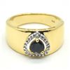 Image 1 : Gold plated Silver Blue Sapphire White Topaz(0.9ct) Gold Rhodium Plated Ring (~weight 4.75g)