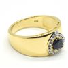 Image 2 : Gold plated Silver Blue Sapphire White Topaz(0.9ct) Gold Rhodium Plated Ring (~weight 4.75g)