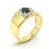 Image 3 : Gold plated Silver Blue Sapphire White Topaz(0.9ct) Gold Rhodium Plated Ring (~weight 4.75g)