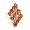 Image 1 : Gold plated Silver Orange Sapphire White Topaz(3.6ct) Gold Rhodium Plated Ring (~weight 4.9g)