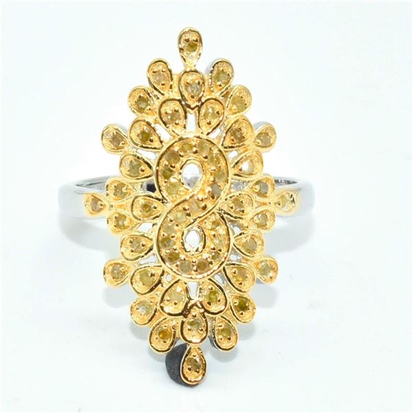 2-toned Silver Diamond(0.44ct) Gold White Rhodium Plated Ring (~weight 3.8g)