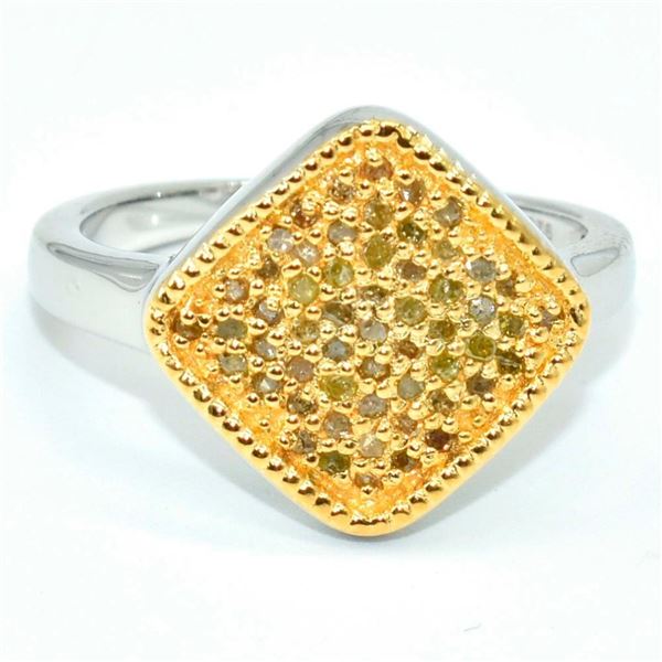 2-toned Silver Diamond(0.33ct) Gold White Rhodium Plated Ring (~weight 4.5g)