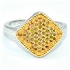 Image 1 : 2-toned Silver Diamond(0.33ct) Gold White Rhodium Plated Ring (~weight 4.5g)