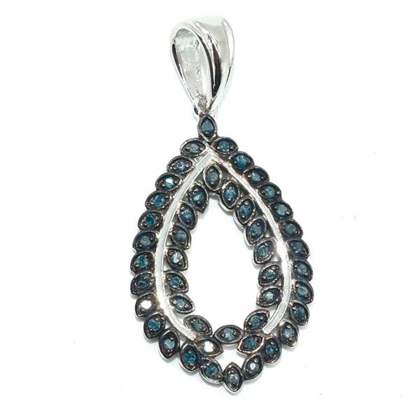 Silver Blue Diamond(0.58ct) Rhodium Plated Pendant (~weight 3.3g)