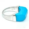Image 2 : Silver Turquoise Men Made(14.4ct) Rhodium Plated Ring (~weight 7.15g)
