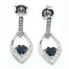 Image 1 : Silver Blue Sapphire White Topaz(1.45ct) Rhodium Plated Earrings (~weight 3.35g)