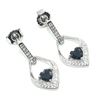 Image 2 : Silver Blue Sapphire White Topaz(1.45ct) Rhodium Plated Earrings (~weight 3.35g)