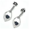 Image 3 : Silver Blue Sapphire White Topaz(1.45ct) Rhodium Plated Earrings (~weight 3.35g)