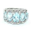Image 1 : Silver Blue Topaz Cz(4.5ct) Rhodium Plated Ring (~weight 7.25g)