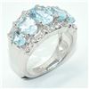 Image 3 : Silver Blue Topaz Cz(4.5ct) Rhodium Plated Ring (~weight 7.25g)