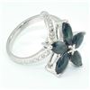 Image 2 : Silver Blue Sapphire White Topaz(5.4ct) Rhodium Plated Ring (~weight 4.3g)
