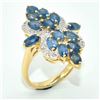 Image 3 : Gold plated Silver Blue Sapphire White Topaz(3.6ct) Gold Rhodium Plated Ring (~weight 6.05g)