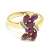 Image 1 : Gold plated Silver Ruby White Topaz(1.8ct) Gold Rhodium Plated Ring (~weight 3.75g)