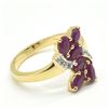 Image 2 : Gold plated Silver Ruby White Topaz(1.8ct) Gold Rhodium Plated Ring (~weight 3.75g)