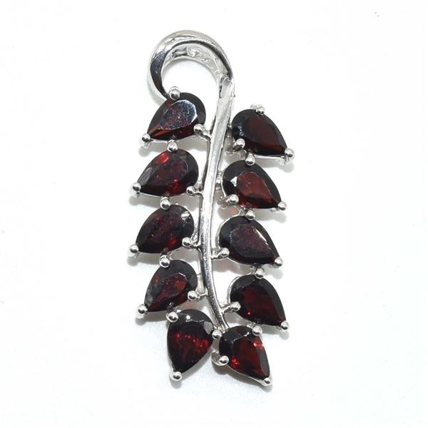 Silver Garnet(2.7ct) Rhodium Plated Pendant (~weight 2.7g)