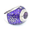 Image 2 : Silver Amethyst White Topaz(3.5ct) Rhodium Plated Enamel Work Ring (~weight 13.4g)