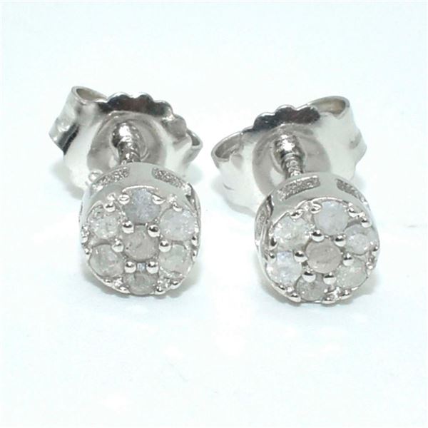 Silver Diamond(0.3ct) Rhodium Plated Earrings (~weight 1.75g)