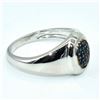 Image 2 : Silver Blue Diamond(0.32ct) Rhodium Plated Ring (~weight 3.7g)