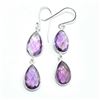 Image 1 : Silver Amethyst (20.5ct) Hand Made Earrings (~weight 6.25g)