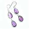 Image 2 : Silver Amethyst (20.5ct) Hand Made Earrings (~weight 6.25g)