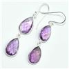 Image 3 : Silver Amethyst (20.5ct) Hand Made Earrings (~weight 6.25g)