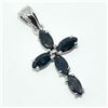 Image 2 : Silver Blue Sapphire(4.45ct) Rhodium Plated Pendant (~weight 3.7g)