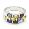 Image 1 : Silver Multi Colour Gem Stne(3.6ct) Rhodium Plated Ring (~weight 6.5g)
