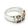 Image 2 : Silver Multi Colour Gem Stne(3.6ct) Rhodium Plated Ring (~weight 6.5g)