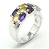Image 3 : Silver Multi Colour Gem Stne(3.6ct) Rhodium Plated Ring (~weight 6.5g)