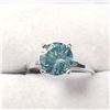 Image 1 : 14K White Gold Deep Blue Green Moissanite(1.4ct) Ring (~Size 6) (~weight 2.32g), Made in Canada, App
